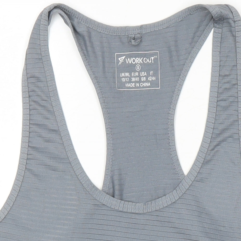 WorkOut Womens Grey Polyamide Blend Basic T-Shirt Size M Round Neck