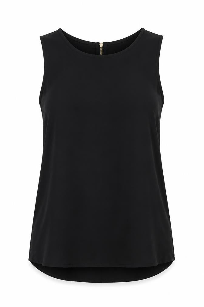 Stradivarius Womens Black Herringbone Cotton Blend Tunic Blouse Size XL Round Neck