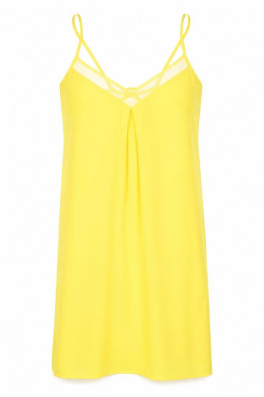 Debenhams Womens Yellow Polyester Slip Dress Size 10 V-Neck