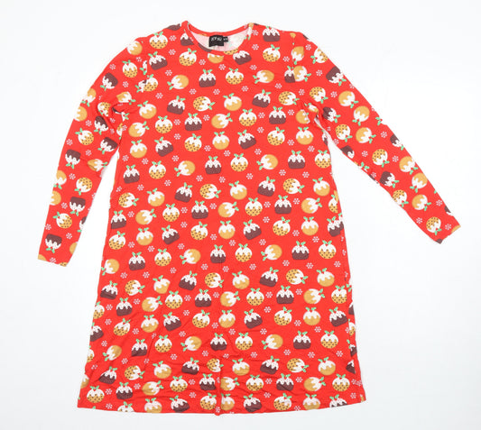 Be you Womens Multicoloured Geometric Viscose T-Shirt Dress Size 8 Round Neck - Christmas