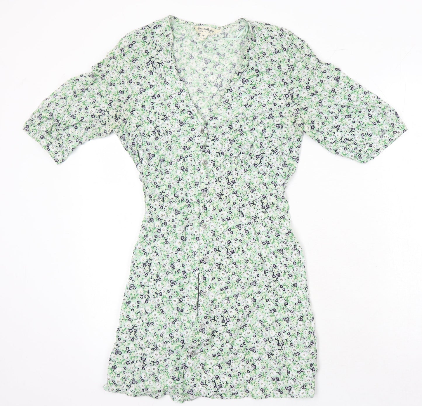Miss Selfridge Womens Multicoloured Floral Viscose A-Line Size 6 V-Neck