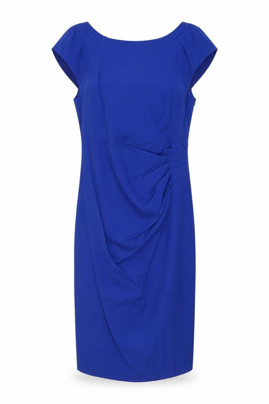 Coast Womens Blue Viscose Sheath Size 10 Round Neck Zip