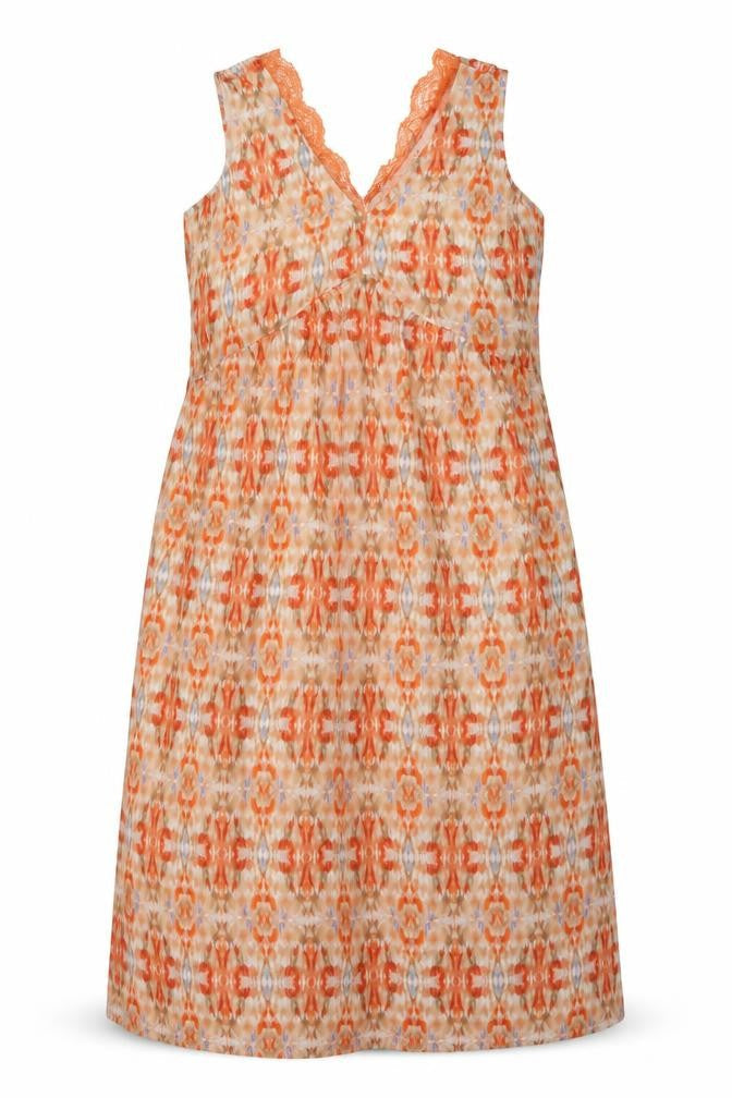 Marks & Spencer Womens Orange Geometric Modal A-Line Size 10 V-Neck Pullover