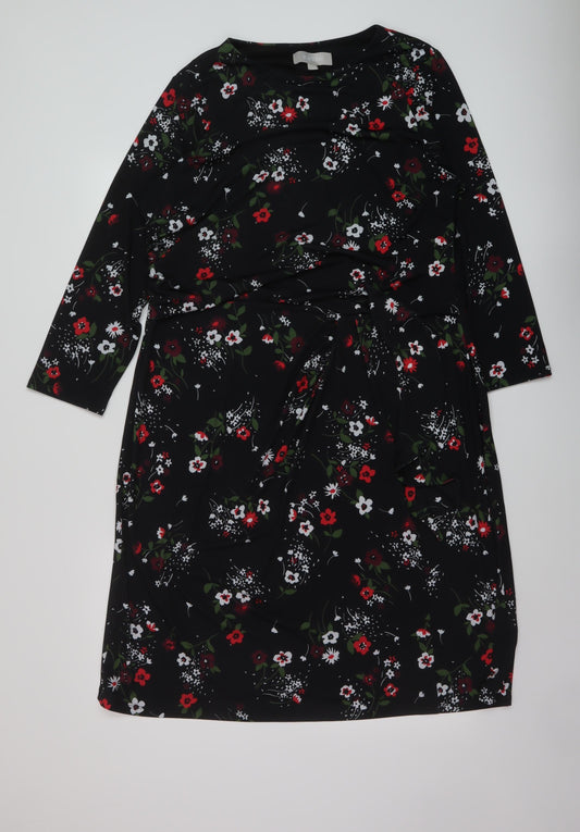 Havren Womens Beige Floral Polyester Sheath Size 18 Round Neck Pullover