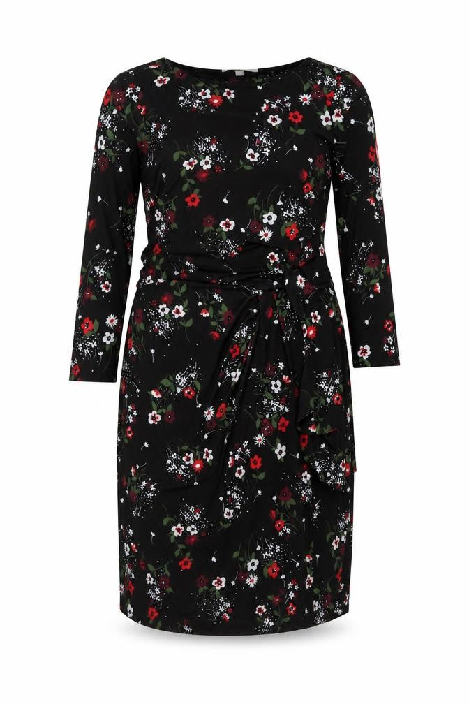 Havren Womens Beige Floral Polyester Sheath Size 18 Round Neck Pullover