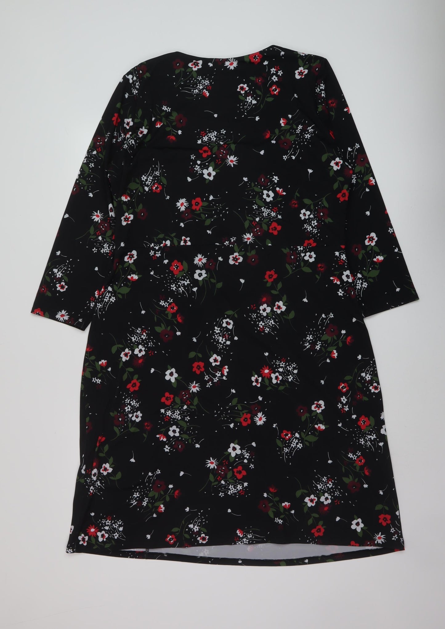 Havren Womens Beige Floral Polyester Sheath Size 18 Round Neck Pullover