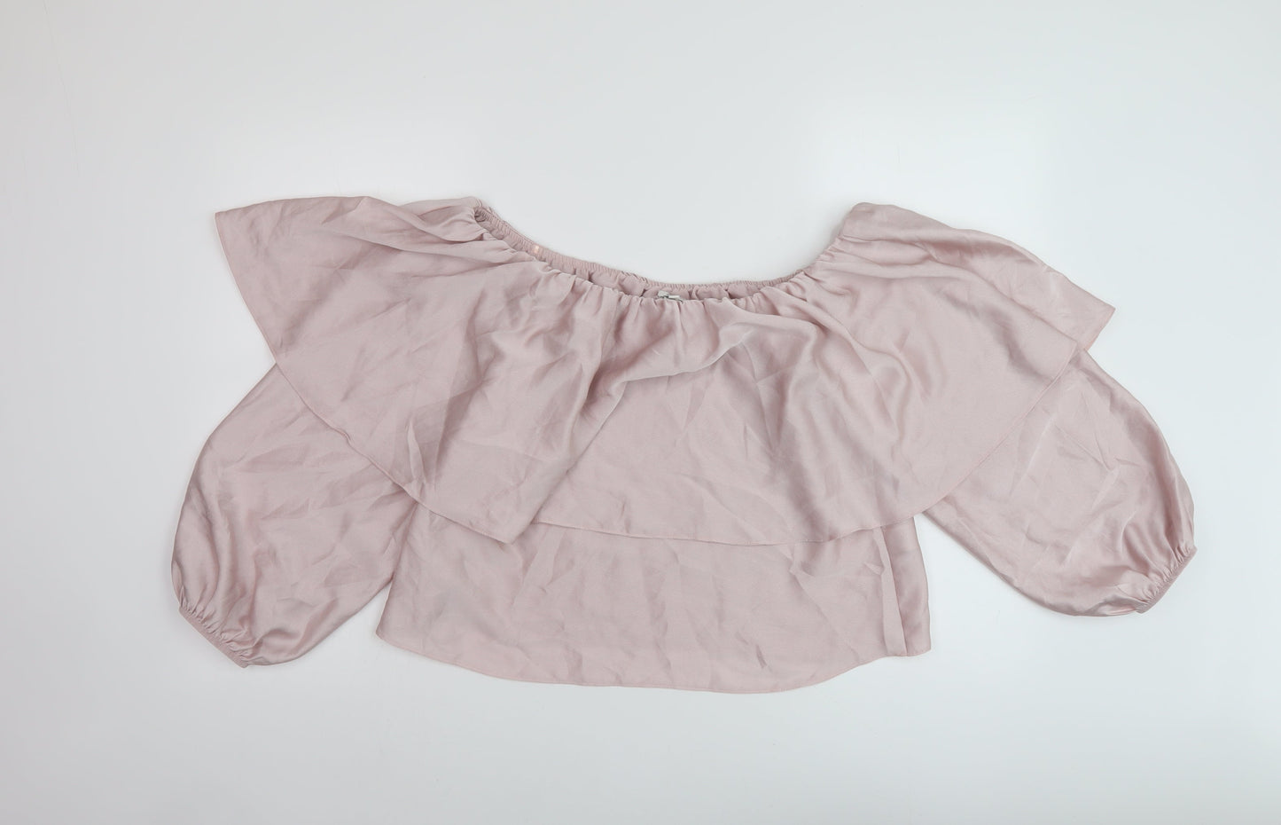 River Island Womens Pink Polyester Basic Blouse Size 14 Square Neck