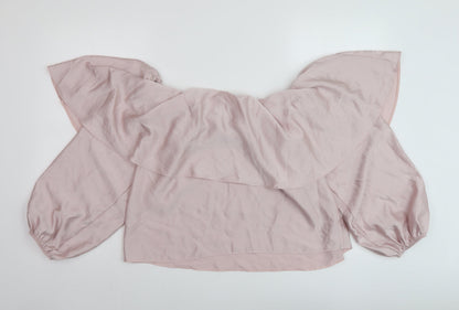 River Island Womens Pink Polyester Basic Blouse Size 14 Square Neck