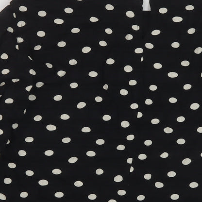 Marks & Spencer Womens Black Polka Dot Viscose Basic Blouse Size 12 Round Neck