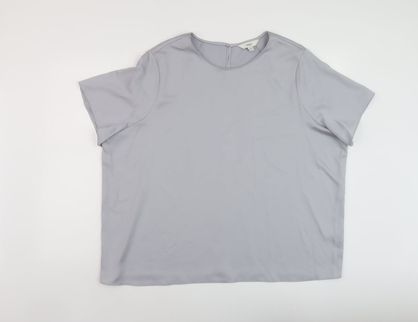 Marks and Spencer Womens Grey Polyester Basic T-Shirt Size 22 Round Neck