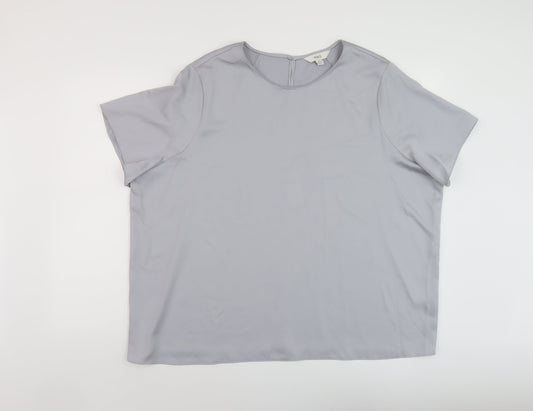 Marks and Spencer Womens Grey Polyester Basic T-Shirt Size 22 Round Neck