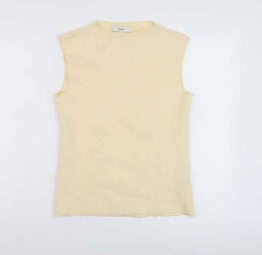 Marks and Spencer Womens Beige Polyester Basic Tank Size 12 Mock Neck