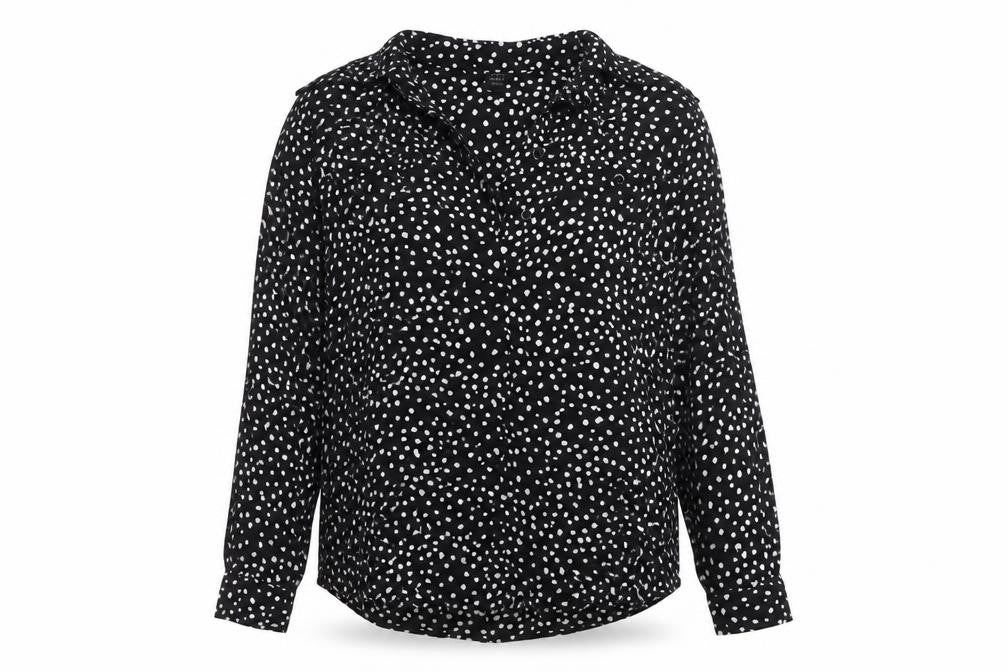 John Lewis Womens Black Polka Dot Viscose Basic Blouse Size 10 Collared
