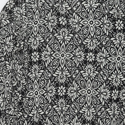 Zara Womens Black Geometric Viscose Basic Blouse Size M V-Neck