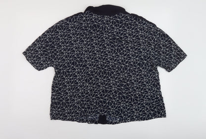 Marks & Spencer Womens Blue Geometric Polyester Basic Blouse Size 12 Collared