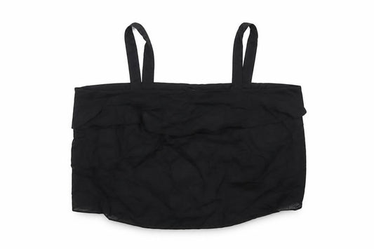 Marks and Spencer Womens Black Linen Cropped Tank Size 22 Square Neck