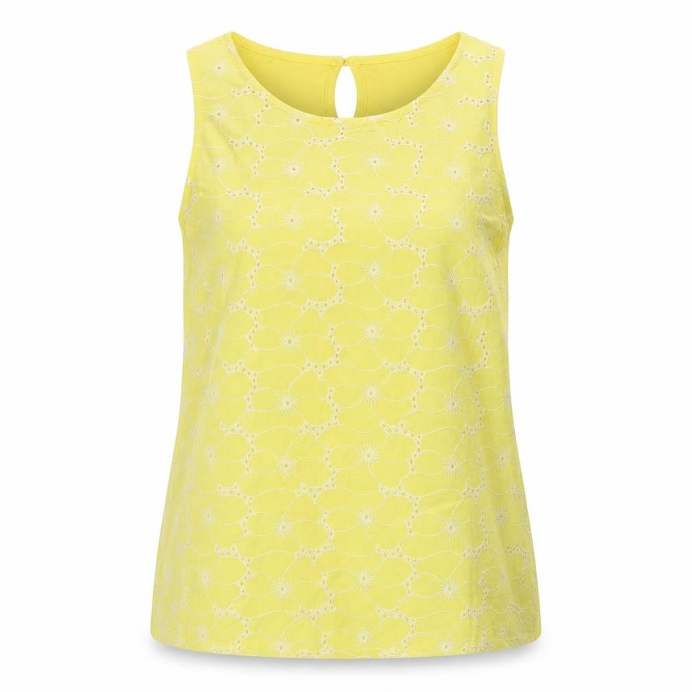 NEXT Womens Yellow Floral Cotton Basic Tank Size 6 Round Neck