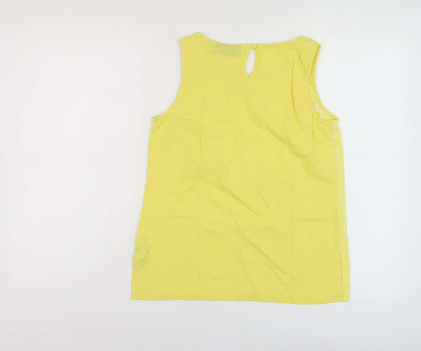 NEXT Womens Yellow Floral Cotton Basic Tank Size 6 Round Neck