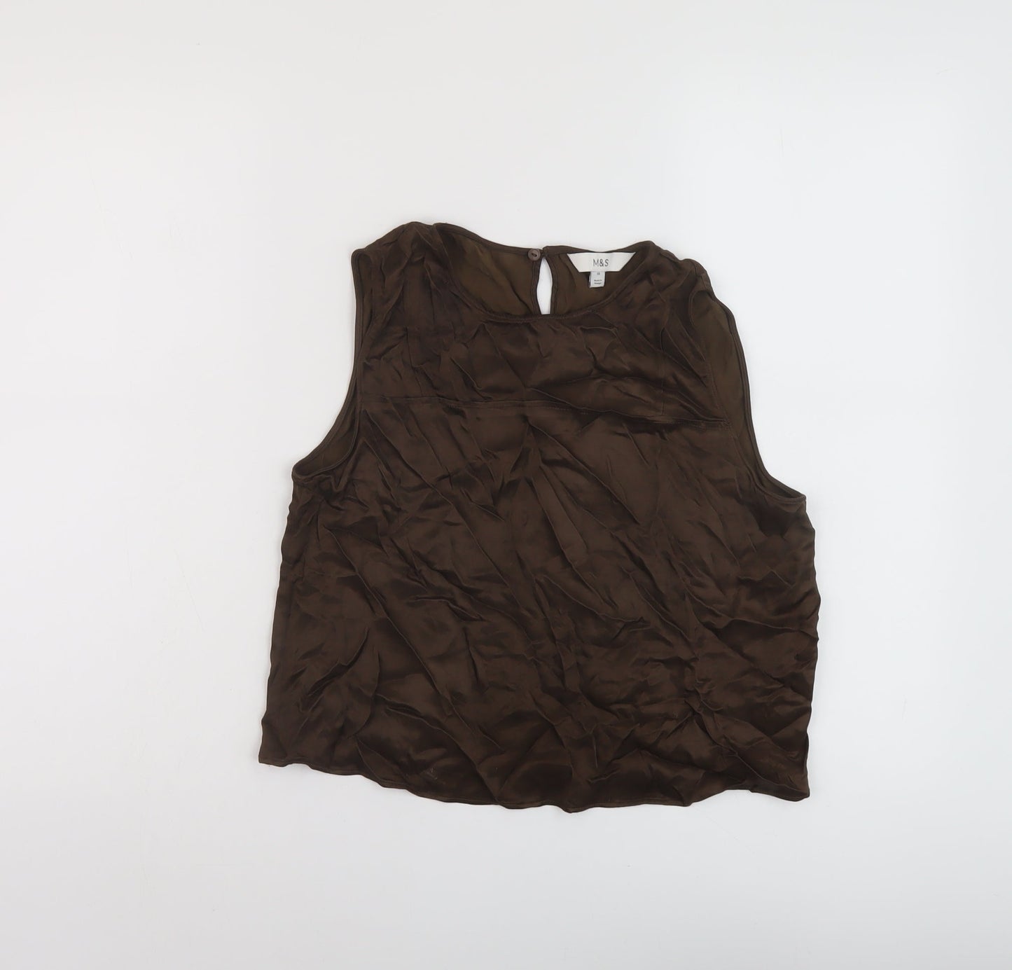 Marks and Spencer Womens Beige Viscose Basic Tank Size 10 Round Neck