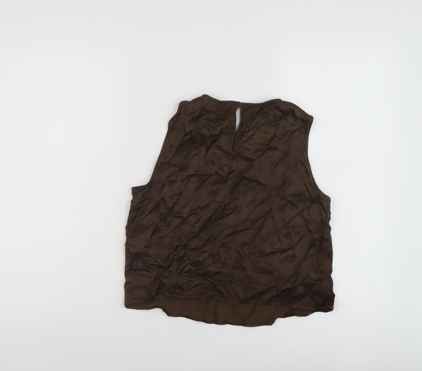 Marks and Spencer Womens Beige Viscose Basic Tank Size 10 Round Neck