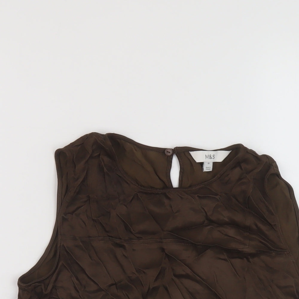 Marks and Spencer Womens Beige Viscose Basic Tank Size 10 Round Neck