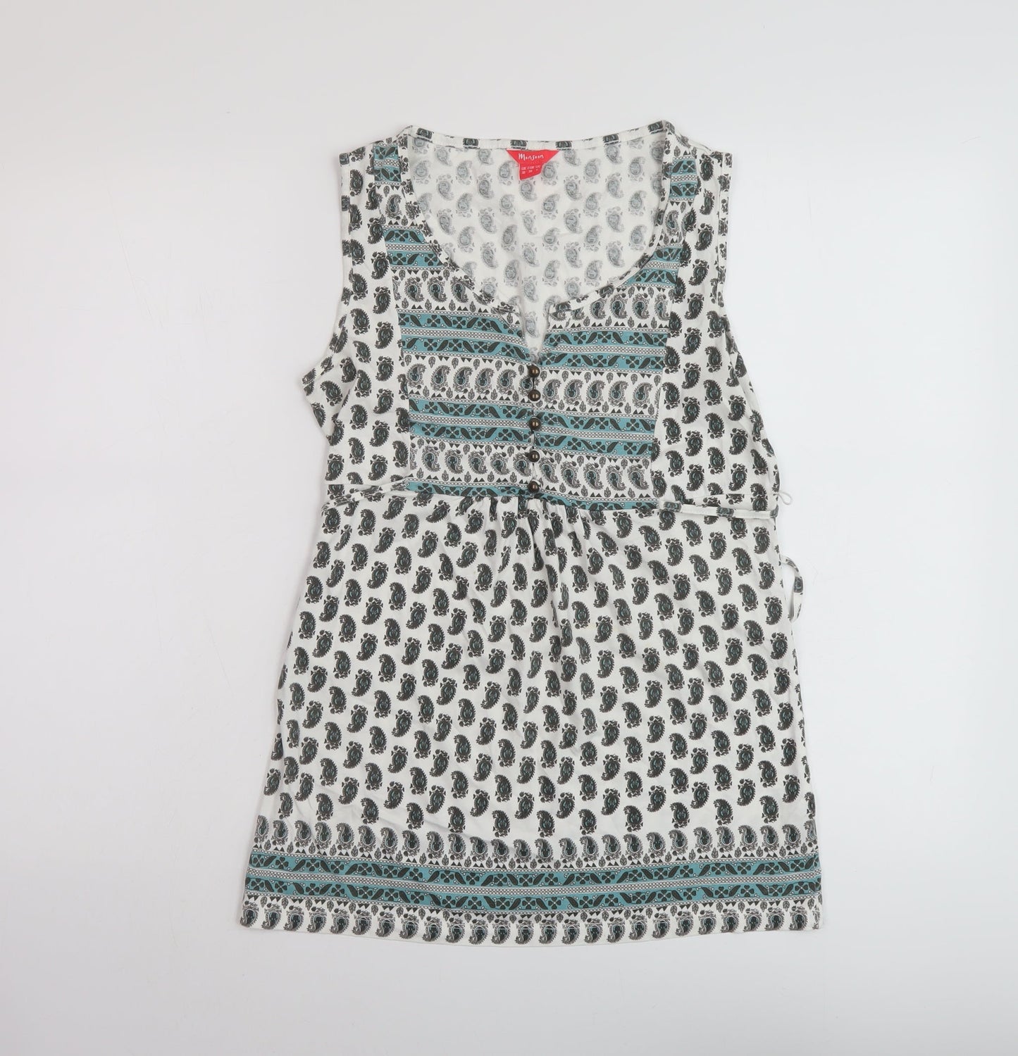 Monsoon Womens Multicoloured Geometric Cotton Basic Tank Size 10 Round Neck
