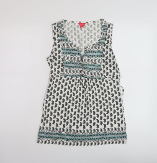 Monsoon Womens Multicoloured Geometric Cotton Basic Tank Size 10 Round Neck