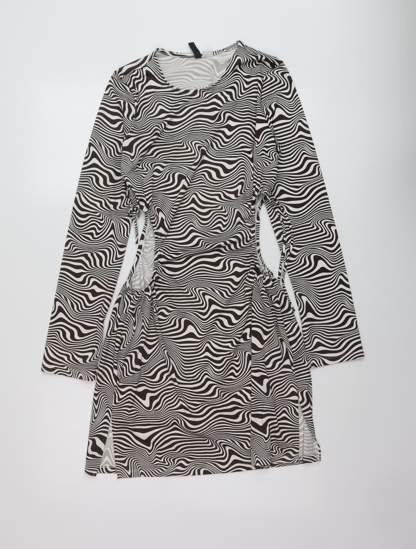 H&M Womens Brown Animal Print Polyester Bodycon Size M Round Neck Pullover