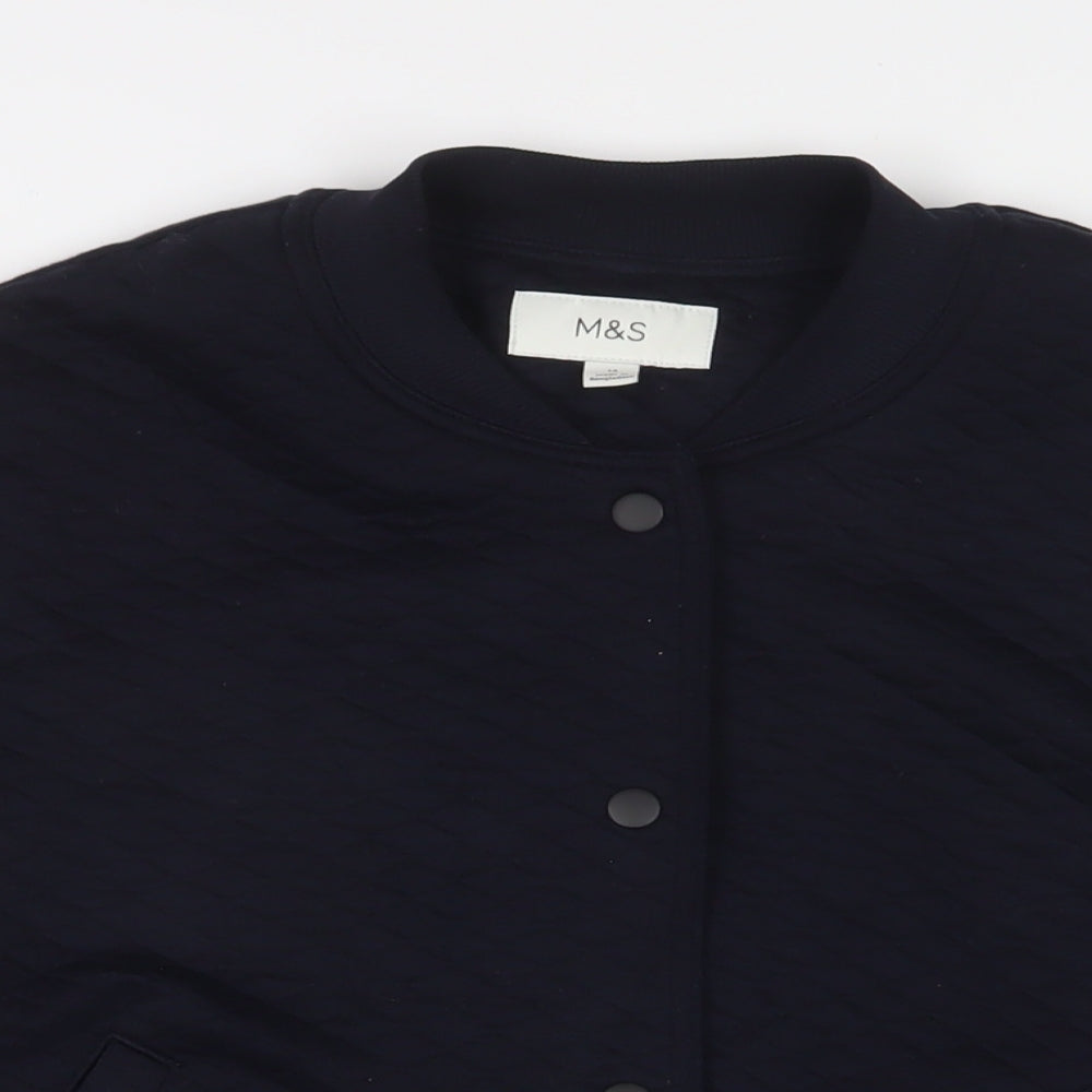 Marks and Spencer Womens Blue Polyester Full Zip Sweatshirt Size 14 Snap