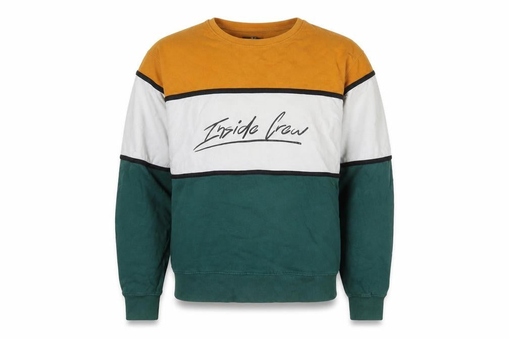 Inside Youth Mens Multicoloured Striped Cotton Pullover Sweatshirt Size L - Logo
