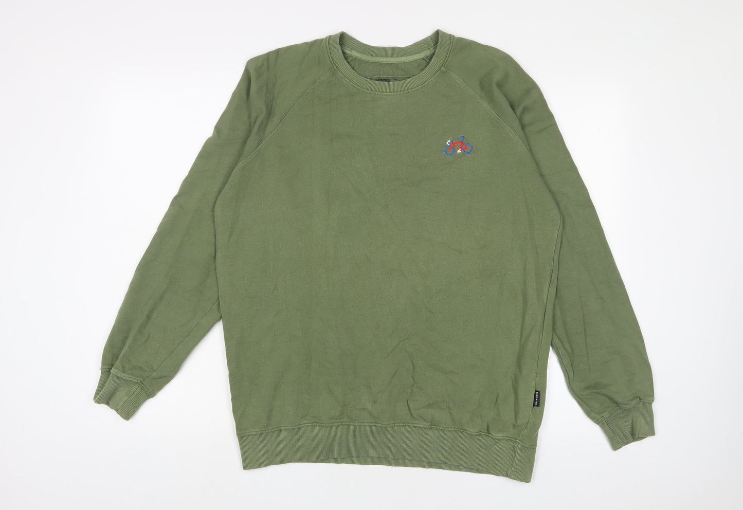 Dedicated Mens Green Cotton Pullover Sweatshirt Size M - Embroidered