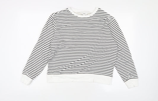 Marks and Spencer Womens White Striped Cotton Pullover Sweatshirt Size S Pullover