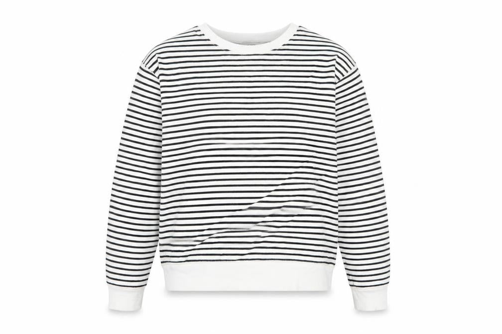 Marks & Spencer Womens White Striped Cotton Pullover Sweatshirt Size S Pullover