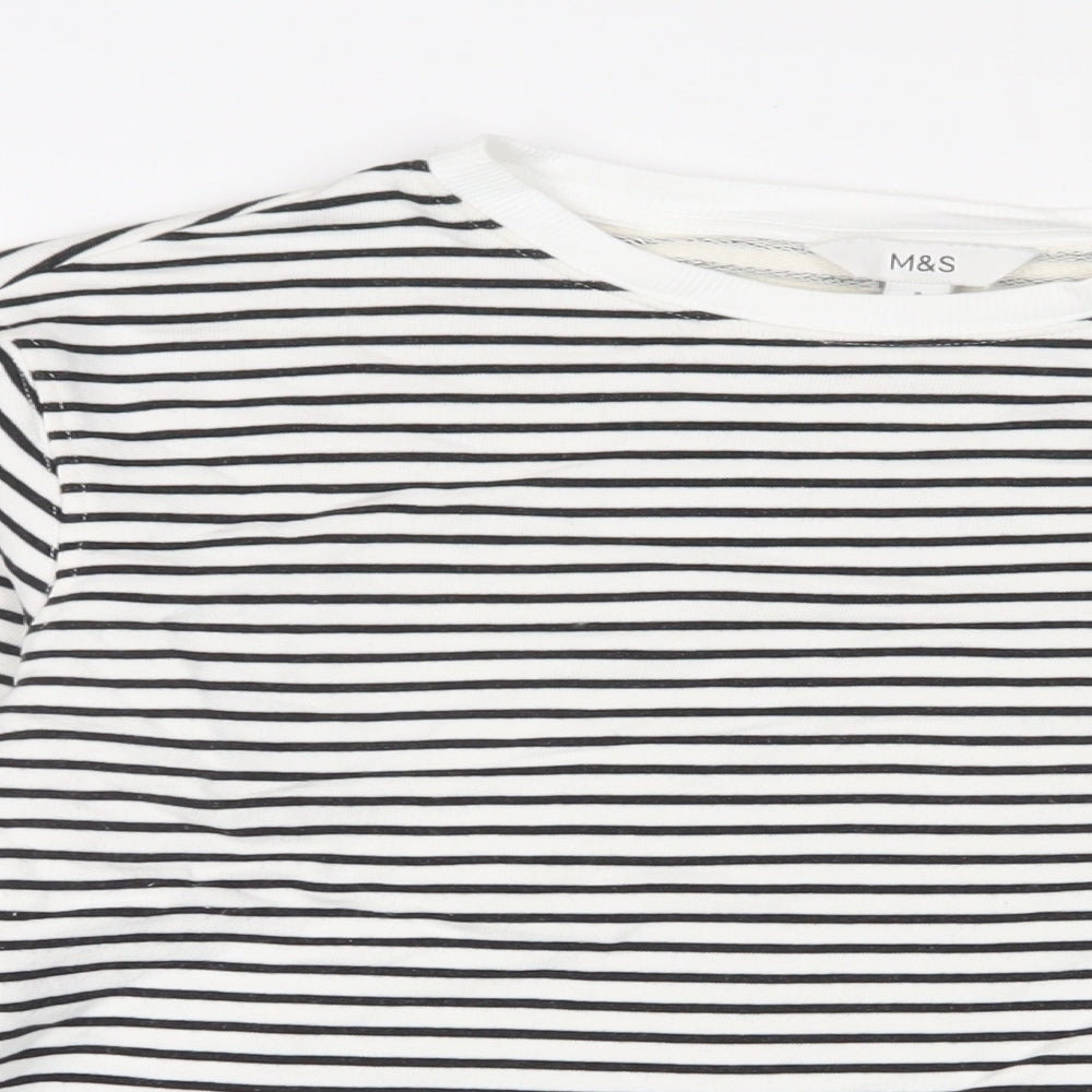 Marks and Spencer Womens White Striped Cotton Pullover Sweatshirt Size S Pullover