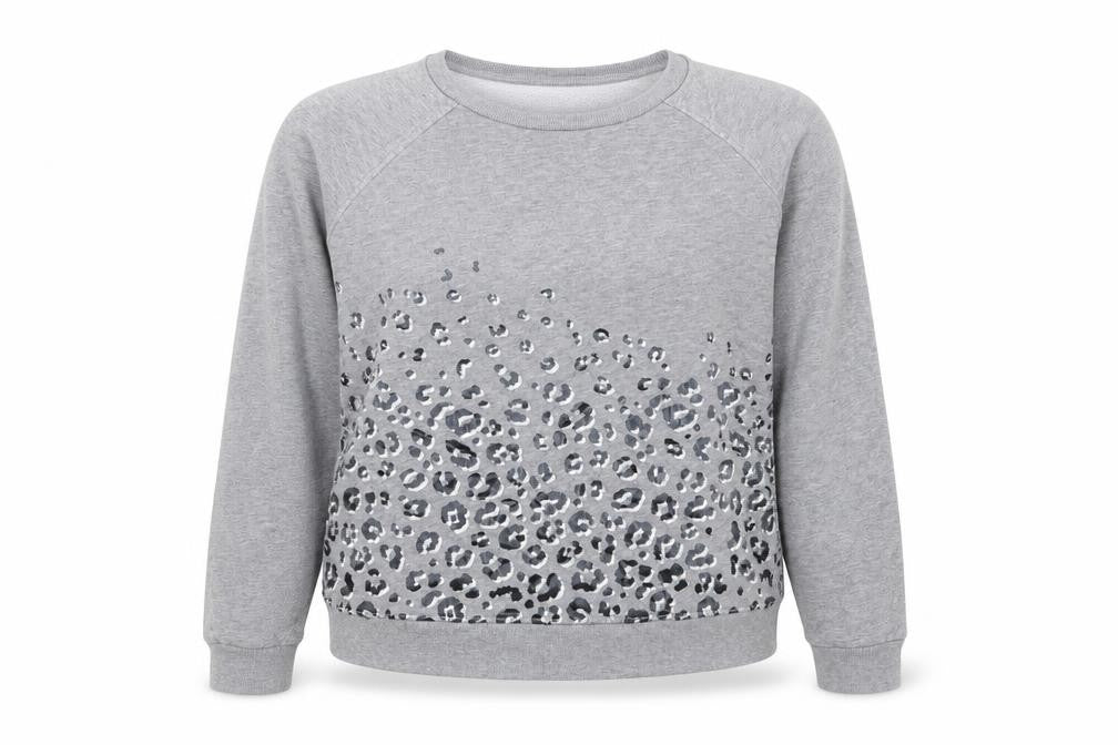 NEXT Womens Grey Animal Print Cotton Pullover Sweatshirt Size L Pullover