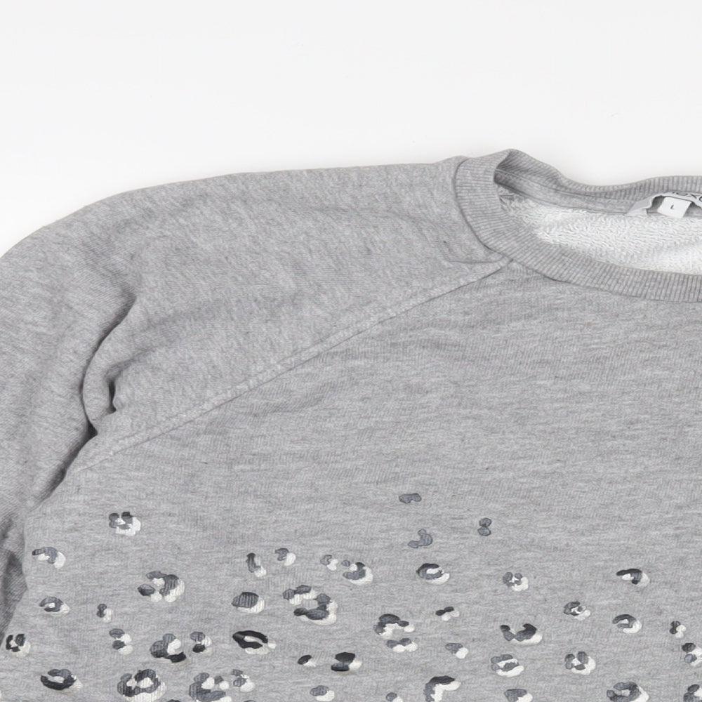NEXT Womens Grey Animal Print Cotton Pullover Sweatshirt Size L Pullover