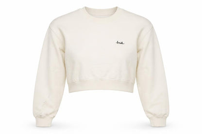 h&mq Womens Ivory Cotton Pullover Sweatshirt Size S Pullover