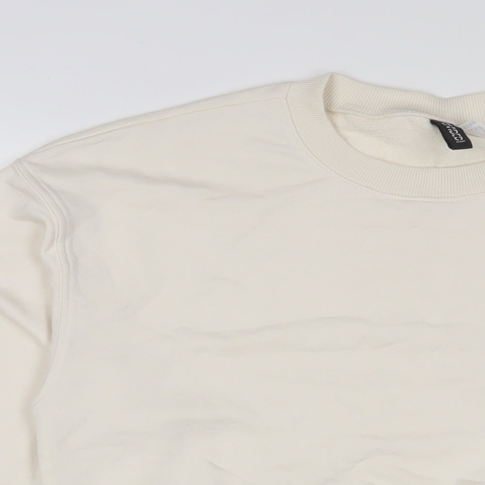 h&mq Womens Ivory Cotton Pullover Sweatshirt Size S Pullover