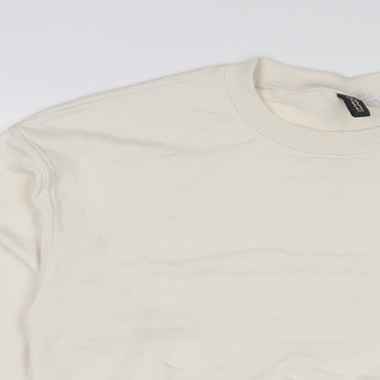h&mq Womens Ivory Cotton Pullover Sweatshirt Size S Pullover