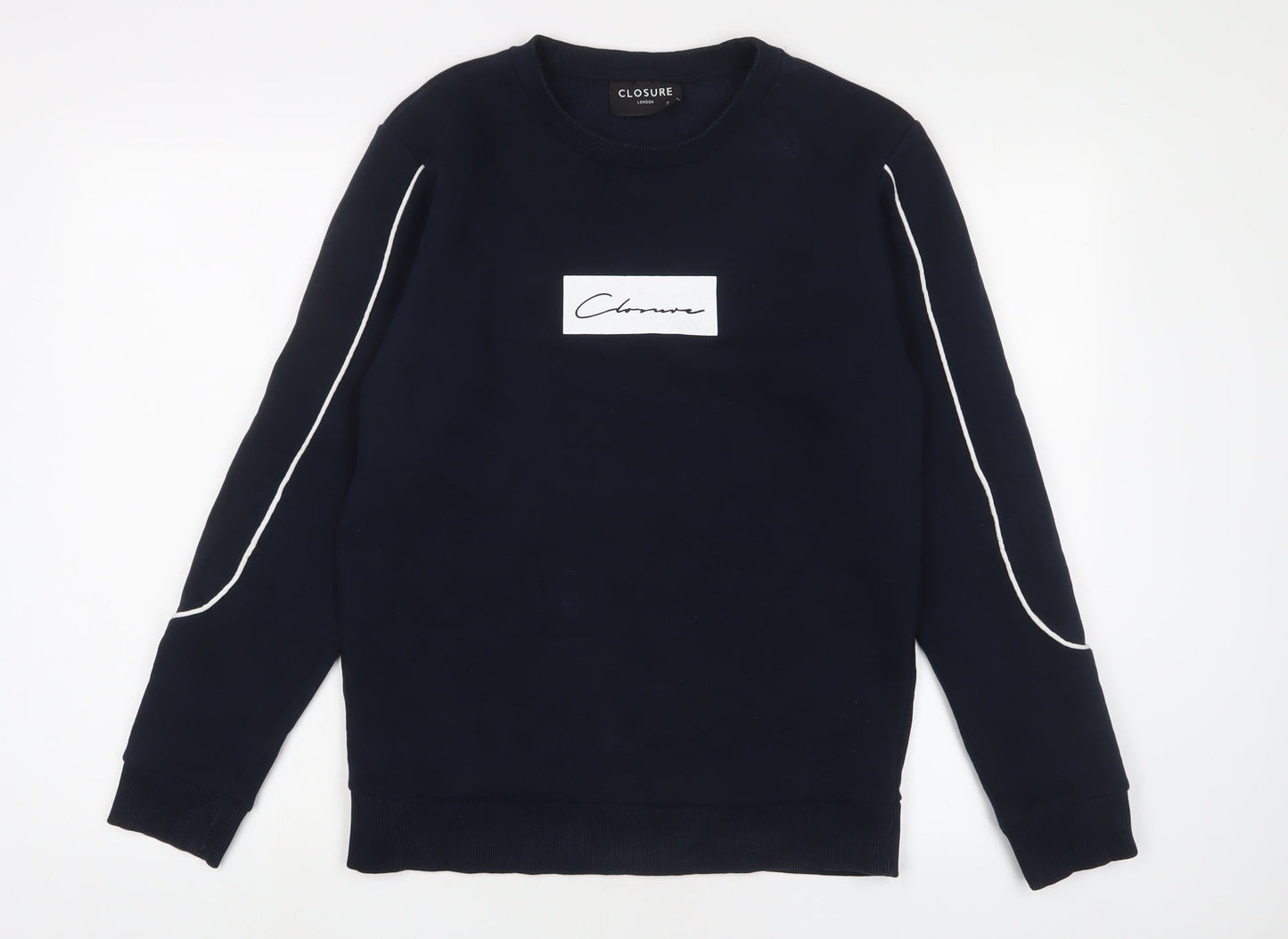 Closure Mens Blue Cotton Pullover Sweatshirt Size S