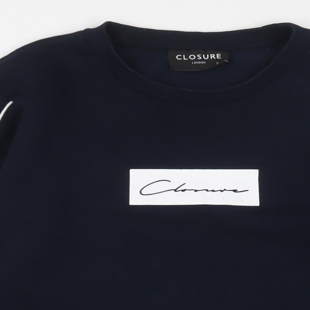 Closure Mens Blue Cotton Pullover Sweatshirt Size S