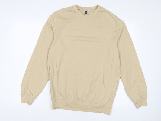 H&M Mens Beige Cotton Pullover Sweatshirt Size S