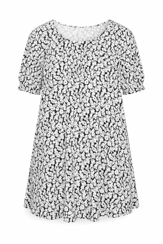 Marks & Spencer Womens Blue Floral Viscose A-Line Size 16 Scoop Neck Pullover