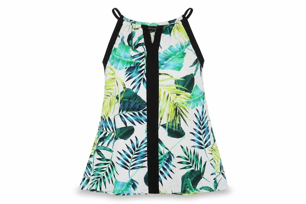 Roman Womens Blue Geometric Viscose Tunic Tank Size 14 Boat Neck