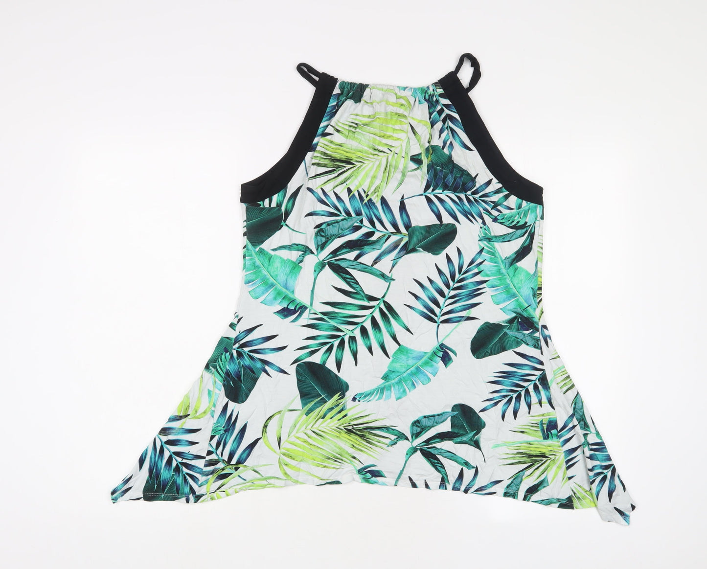 Roman Womens Blue Geometric Viscose Tunic Tank Size 14 Boat Neck