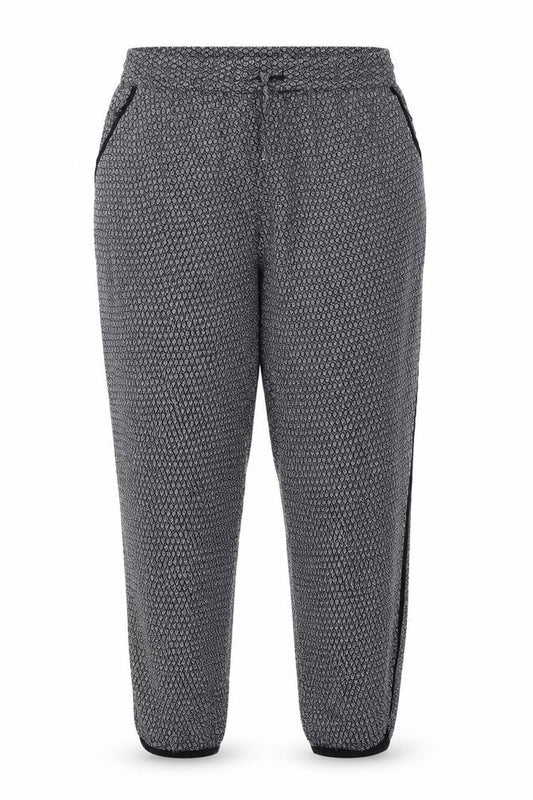 Anne Carson Womens Grey Geometric Viscose Trousers Size XL L26 in Regular Drawstring