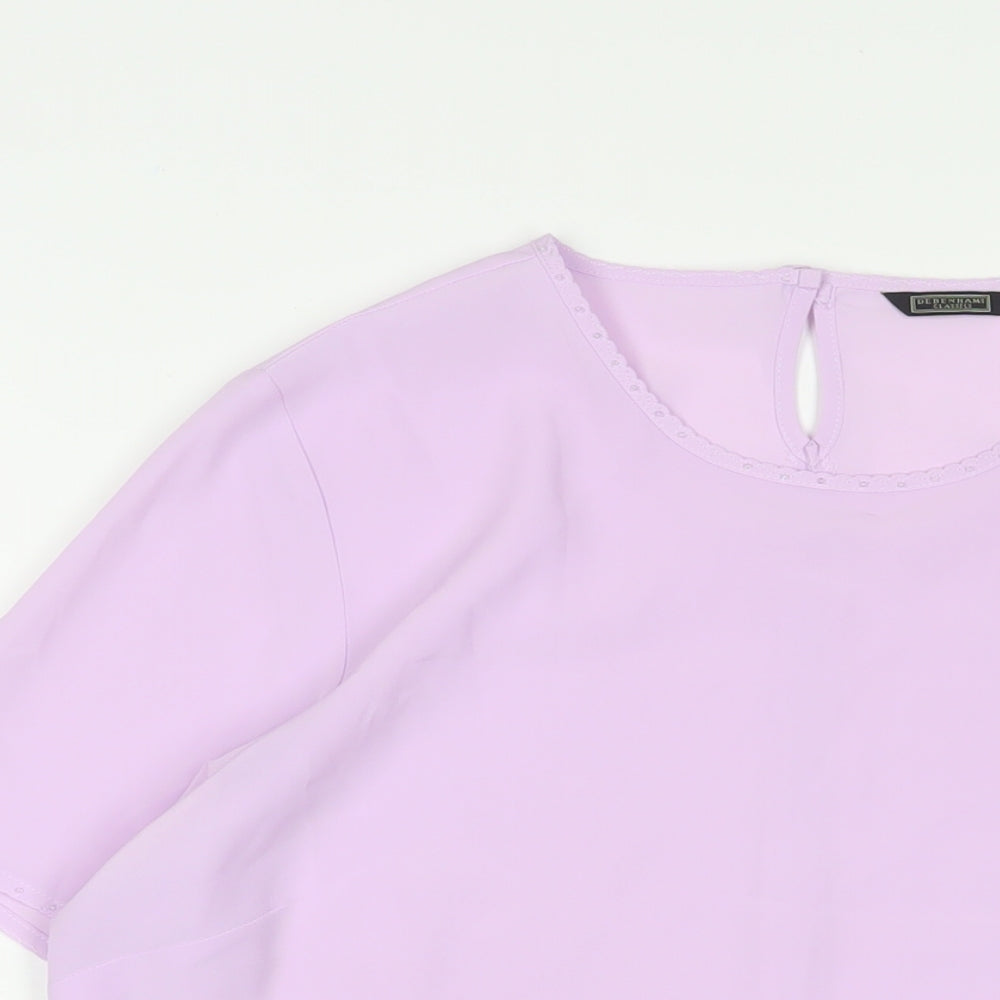 Debenhams Womens Purple Polyester Basic T-Shirt Size 14 Crew Neck