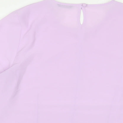 Debenhams Womens Purple Polyester Basic T-Shirt Size 14 Crew Neck