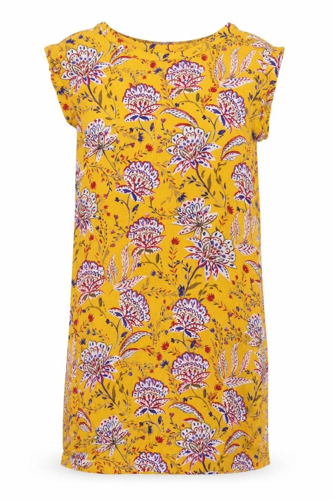 NEXT Womens Yellow Floral Viscose Sheath Size 10 Boat Neck Pullover