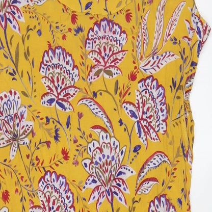 Next Womens Yellow Floral Viscose Sheath Size 10 Boat Neck Pullover
